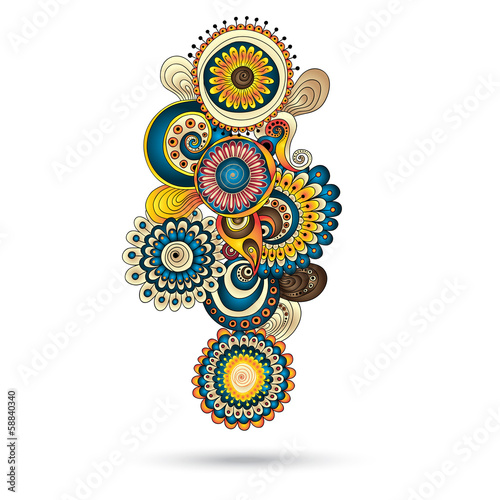Plakat na papierze fotorealistycznym Henna paisley mehndi doodles element projektu.