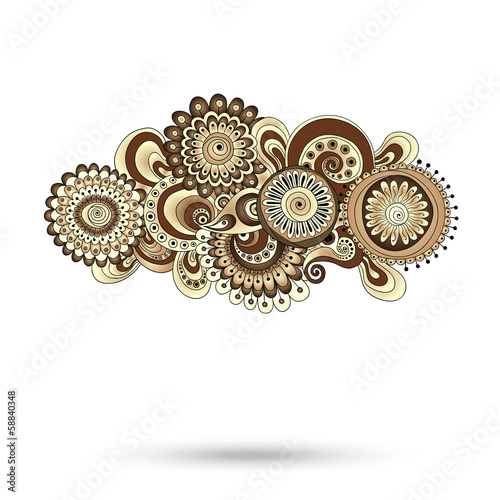 Plakat na papierze fotorealistycznym Henna paisley mehndi doodles element projektu.