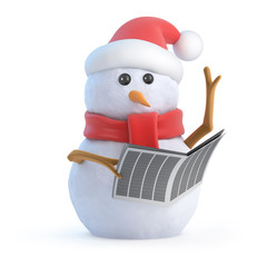 Fototapete - Santa snowman reads the newspaper