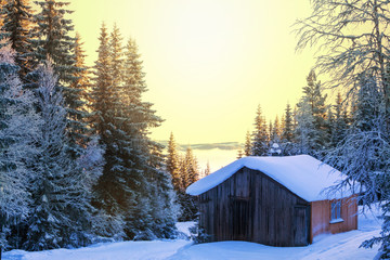 Canvas Print - Winter hut