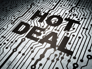 Business concept: circuit board with Hot Deal