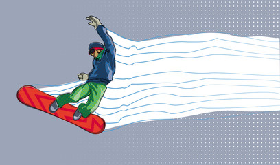 Poster - Stylized snowboarder. Template for poster design