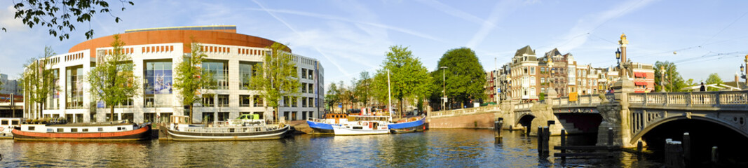 Panorama from Amsterdam innercity with the Amstel in the Netherl