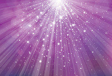 Vector Glitter Violet Background With Rays Of Lights And Stars.