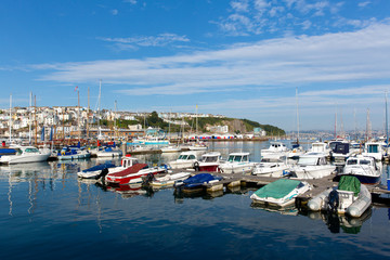 Canvas Print - boats and yachts in marina on calm blue sea