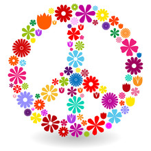Peace Sign Made Of Flowers