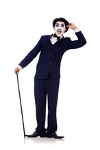 Personification Of Charlie Chaplin On White