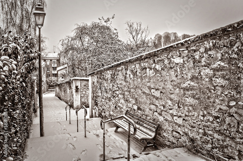 Naklejka - mata magnetyczna na lodówkę Paris sous la neige, style vintage