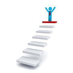 Poster - Businessman on the top of steps or stair over white background