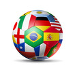Brazil 2014,football soccer ball with world teams flags