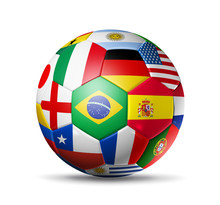 Brazil 2014,football Soccer Ball With World Teams Flags