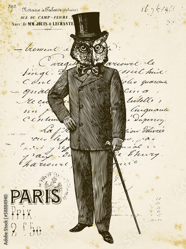 Naklejka samoprzylepna Sowa mężczyzna w Paris