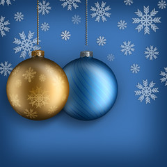 Sticker - Christmas background - Gold and blue baubles