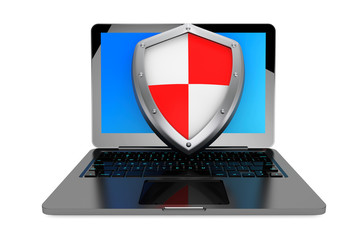 Aufkleber - Antivirus concept. Laptop computer protected by shield