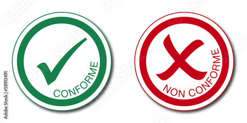 Conforme. Non conforme. Vecteur Stock | Adobe Stock