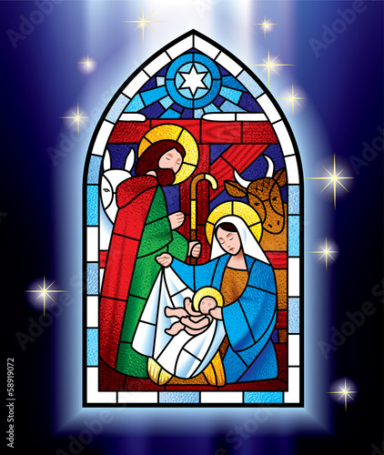 Fototapeta na wymiar Christmas stained glass window