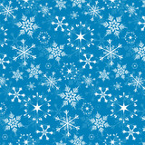 Fototapeta  - Seamless vector pattern - white snowflakes on blue background