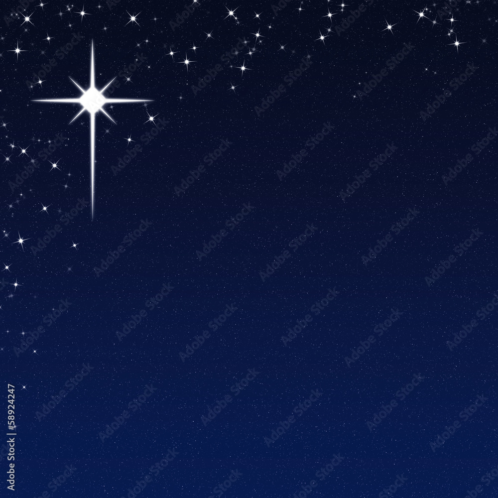 Christmas Star on a Starry Night Sky Background Stock Illustration ...