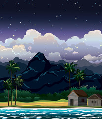 Poster - Night tropical landscape.