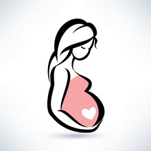 Pregnant Woman,  Stylized Vector Symbol