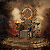 Fototapeta  - Baśniowy tron z zegarem