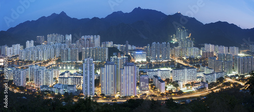 Naklejka samoprzylepna Widok z lotu ptaka Hong kong miasto