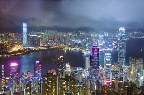 Plakat na papierze fotorealistycznym Victoria harbor w hongkongu