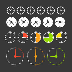 Aufkleber - Different phases of clocks. Icon collection