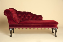 Chaise Longue Seat Covered In A Dark Red Velvet
