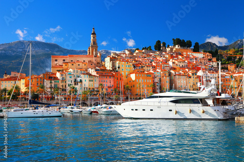 Naklejka dekoracyjna Menton - colorful port , south of France