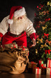 © Milles Studio - Santa Claus opening his sack and taking gifts under Christmas tr