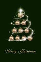 Wall Mural - beauty christmas card in gold and green