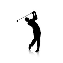 Vector Black Silhouette Of Golf