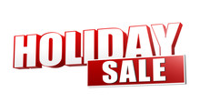 Holiday Sale In 3d Red Letters And Block