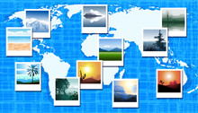 World Map With Photos Of Different Geographic Locations