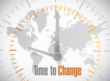 Time To Change World Map Illustration Design
