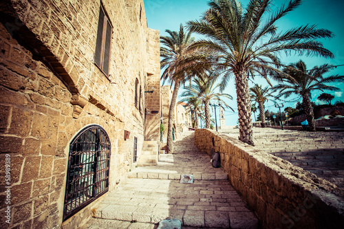 Fotoboard na płycie Stare ulice jaffa, tel aviv, izrael