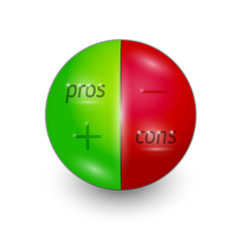 circle with two parts with pros and cons