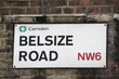 belsize road street sign a famous London Address