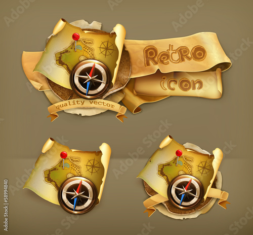 Old map, vector icon