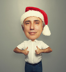 Fototapete - funny bighead man showing thumbs up