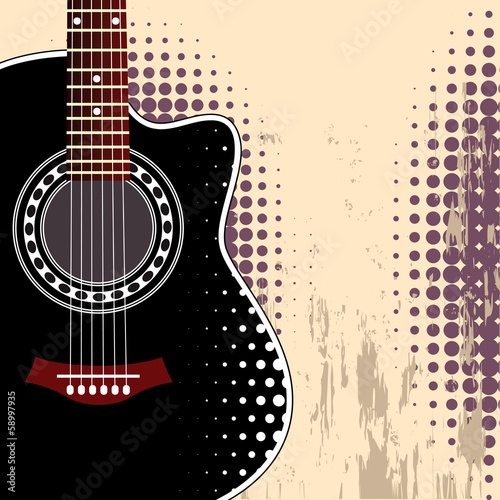 Obraz na płótnie canvas trzyczęściowy "tryptyk" Tło z gitarą