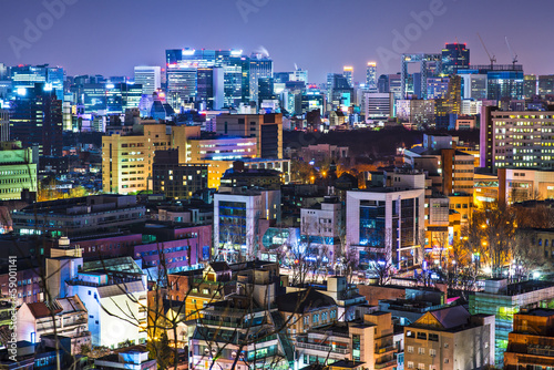 Obraz na płótnie canvas dwuczęściowy "dyptyk" Seoul, korea południowa pejzaż