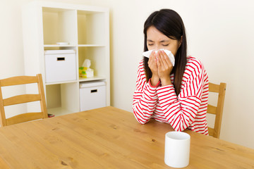 Wall Mural - Asian woman with nose allergy