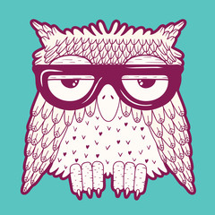 Wall Mural - Owl in glasses