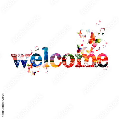 Colorful Welcome Vector Background With Butterflies Buy This Stock Vector And Explore Similar Vectors At Adobe Stock Adobe Stock