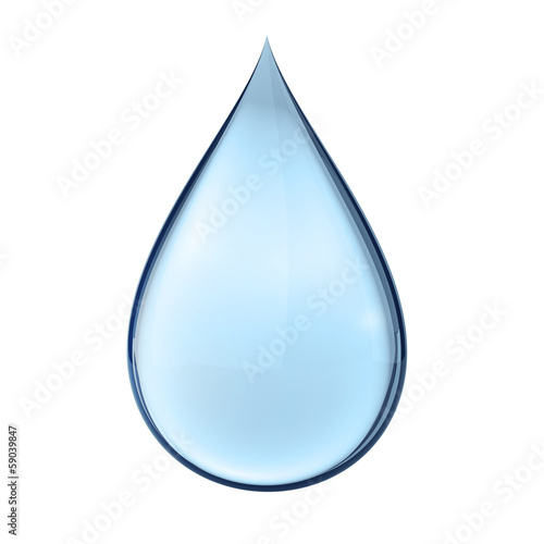 Fotografija 3D water drop on white isolated with clipping path