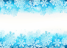 Winter Background With Blue Snowflakes