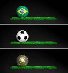 Wall Mural - Three banners with 2014 Mundial theme ball 