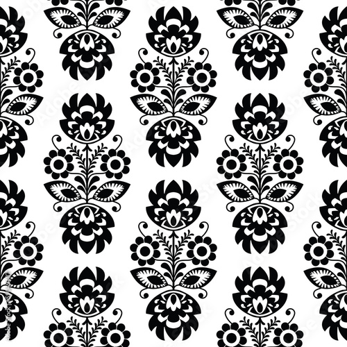 Fototapeta na wymiar Seamless traditional floral polish pattern - ethnic background